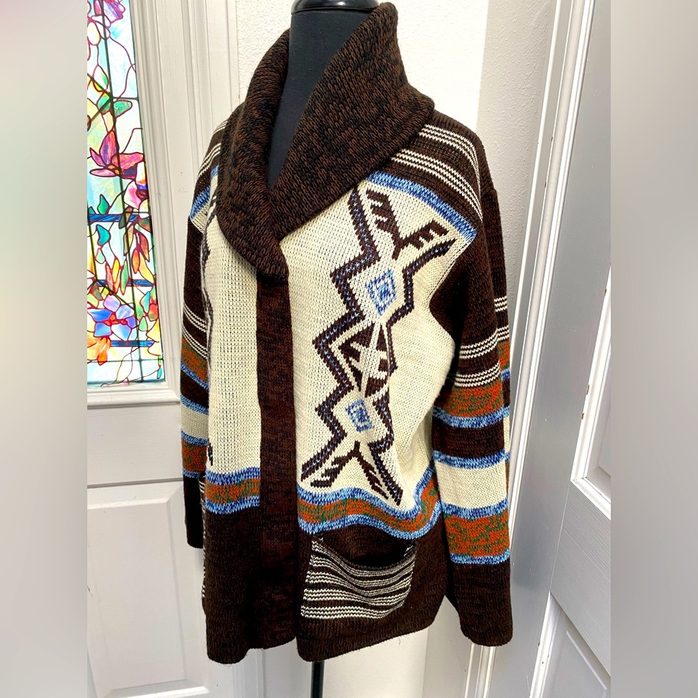 * Vintage 1980’s Aztec Style Southwestern XXL Sweater - Picture 6 of 9